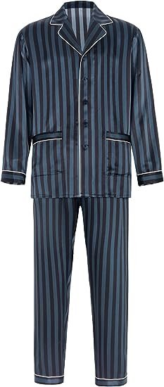 Men's Silk Pajamas Set Long Sleeve 2PC Button-Down PJ Set