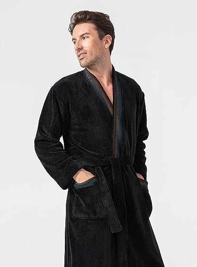 Men's Warm Robe Soft Coral Fleece Long Plush Bathrobe