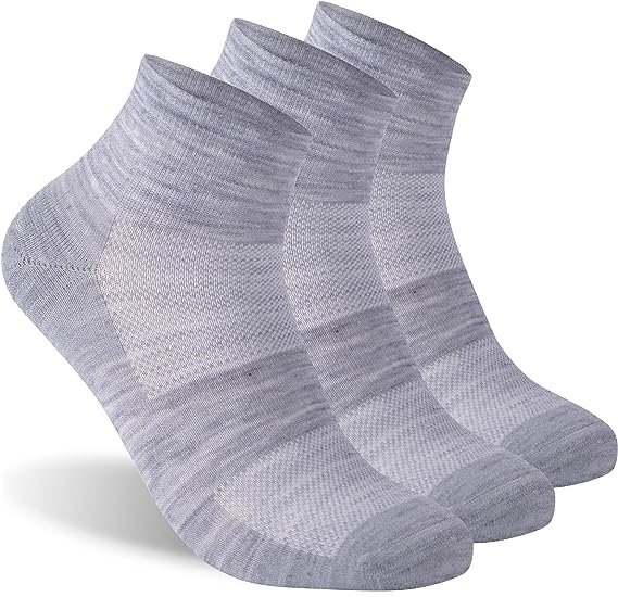 Men's 90% Wool Athletic Thin Running Moisture Wicking Socks, 3 Pairs