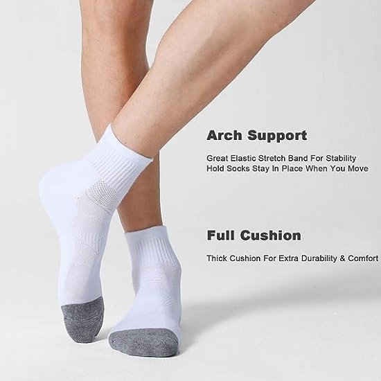 6 Pack Men's Ankle Socks with Cushion Athletic Running Socks