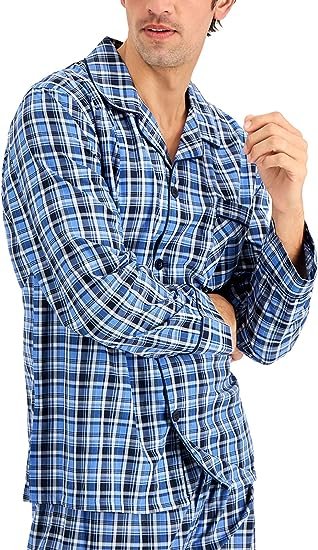 Men's Woven Plain-Weave Pajama Set