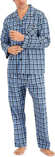 Men's Woven Plain-Weave Pajama Set